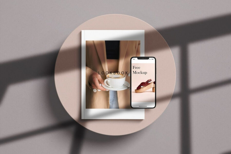 A4 Magazine With IPhone Mockup