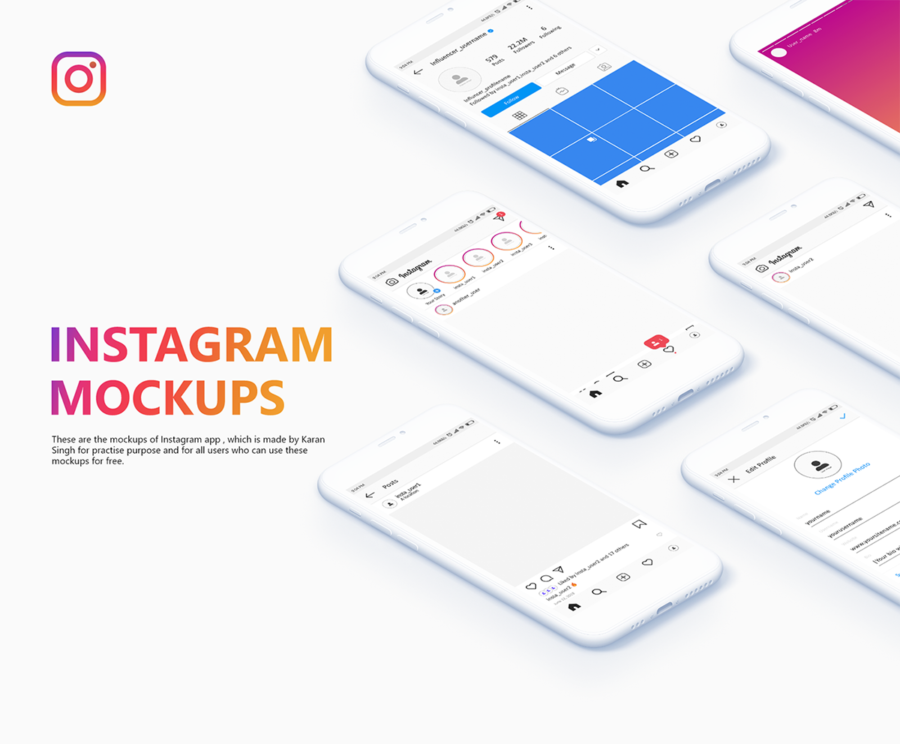 Free Isometric Instagram Mockup