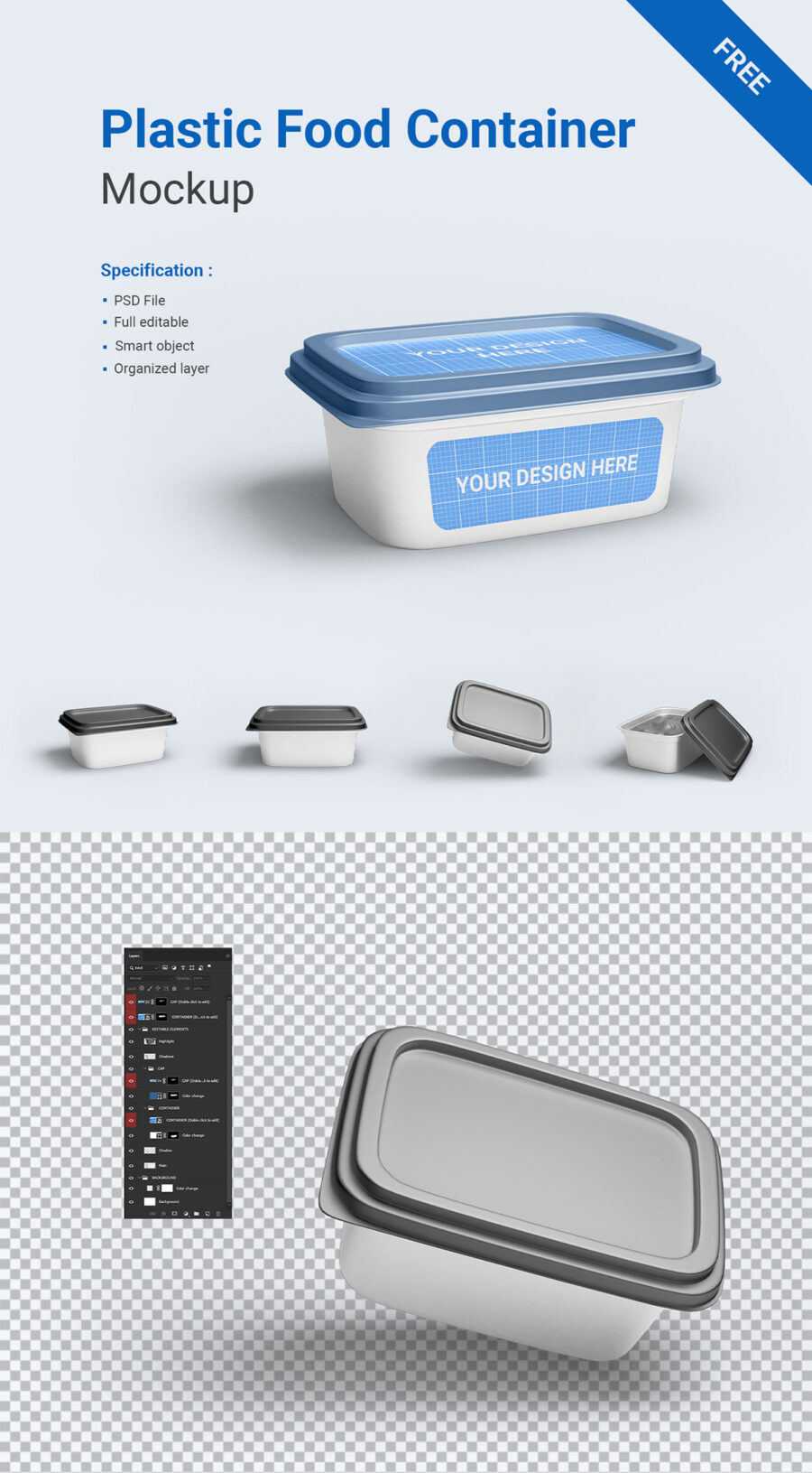 Free Plastic Food Container Mockup