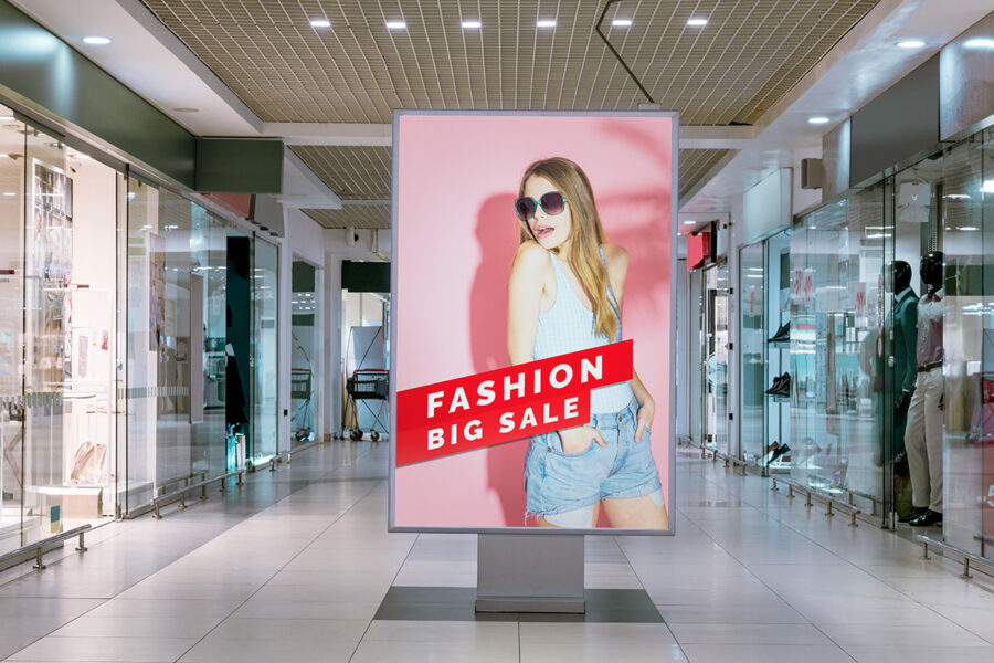 Shopping Center Neon Box Mockup