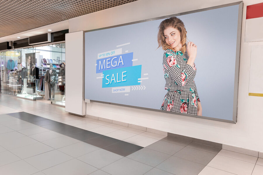 Shopping Center Wall Billboard Mockup