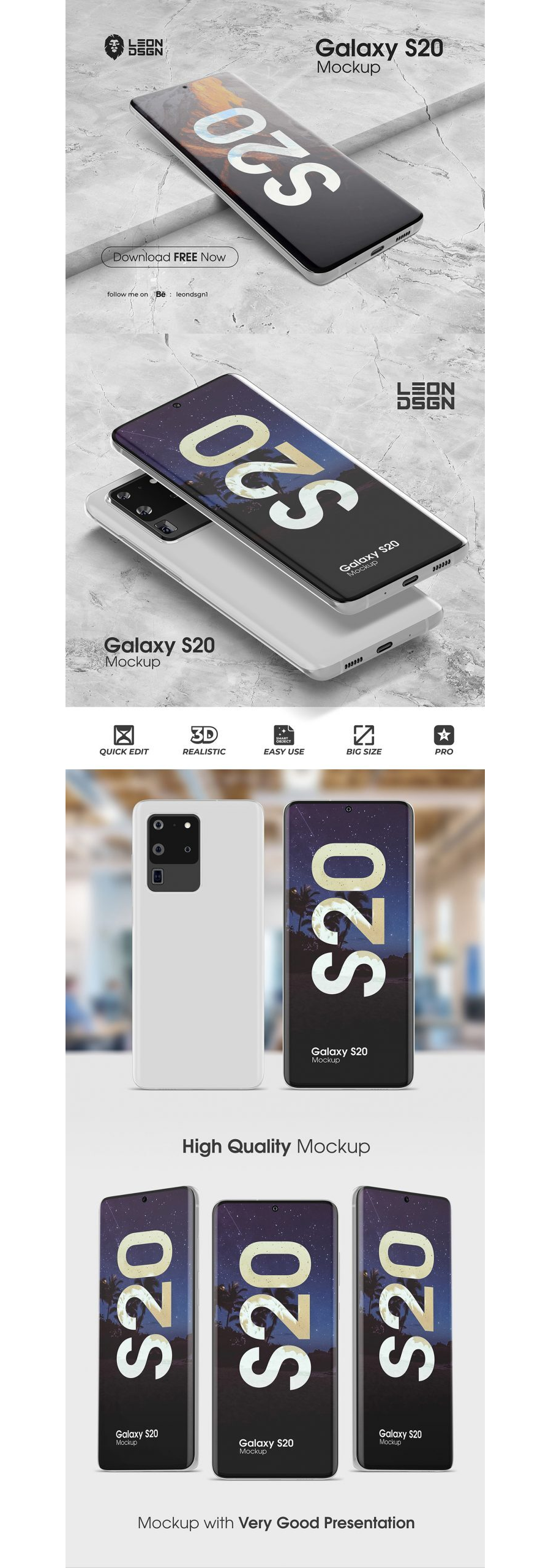Free Samsung Galaxy S20 Device Mockup