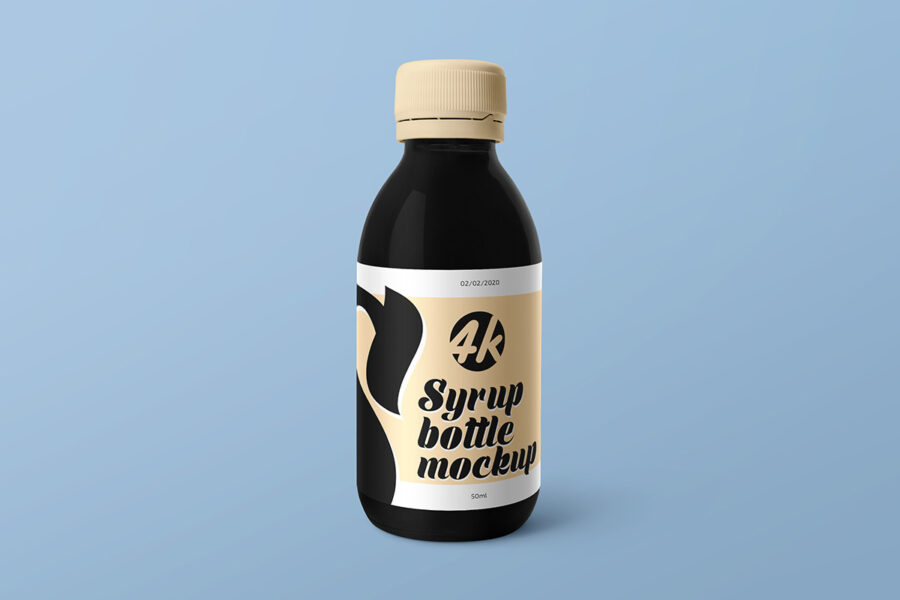 Free Syrup Medical Bottle Mockup - أرض الفوتوشوب