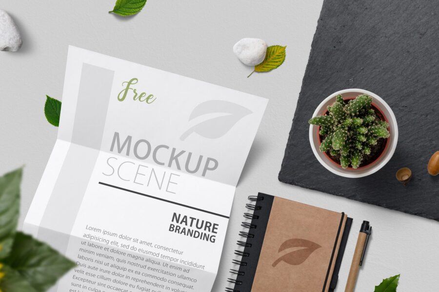 Free Nature Branding Mockup Scene